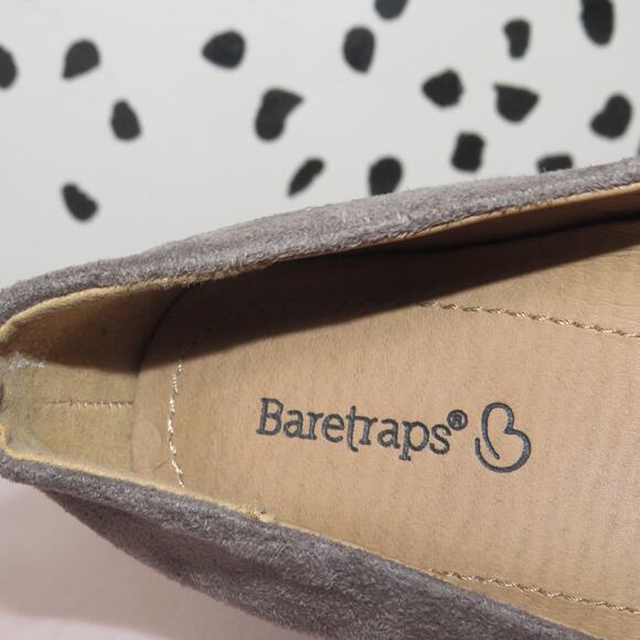 Baretraps Taupe Evey Laser Cut Perforated Faux Suede Flats - Picture 6 of 8